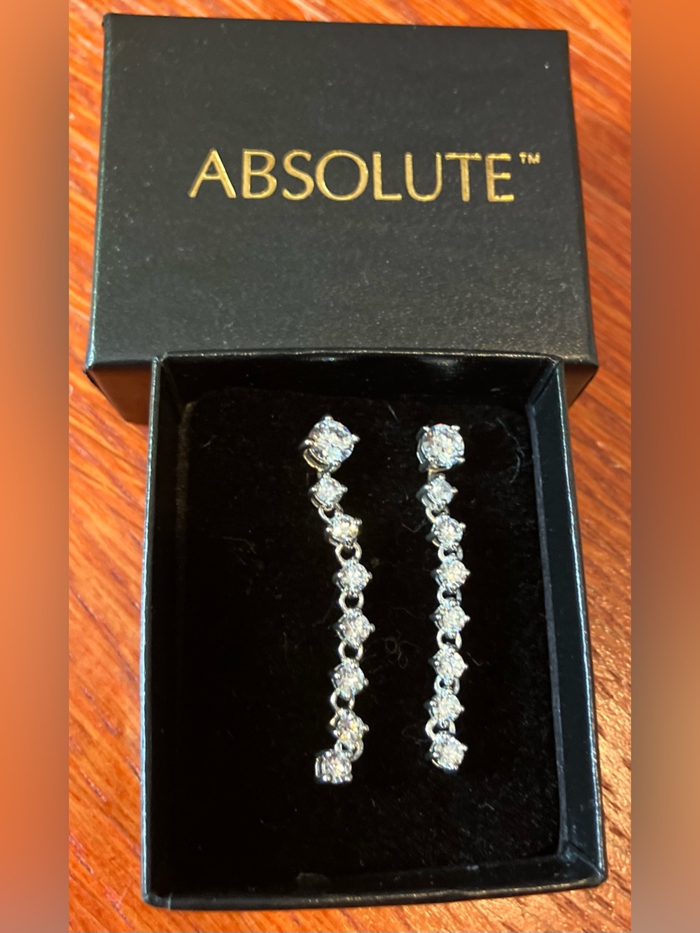 NEW Radiance by Absolute Silver Crystal Drop Earrings - Clear 1.5”
